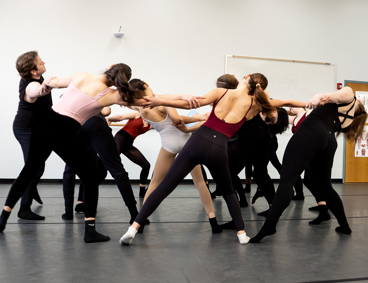 Dancers in dance class at TCA+A's Fine Arts in Fort Worth