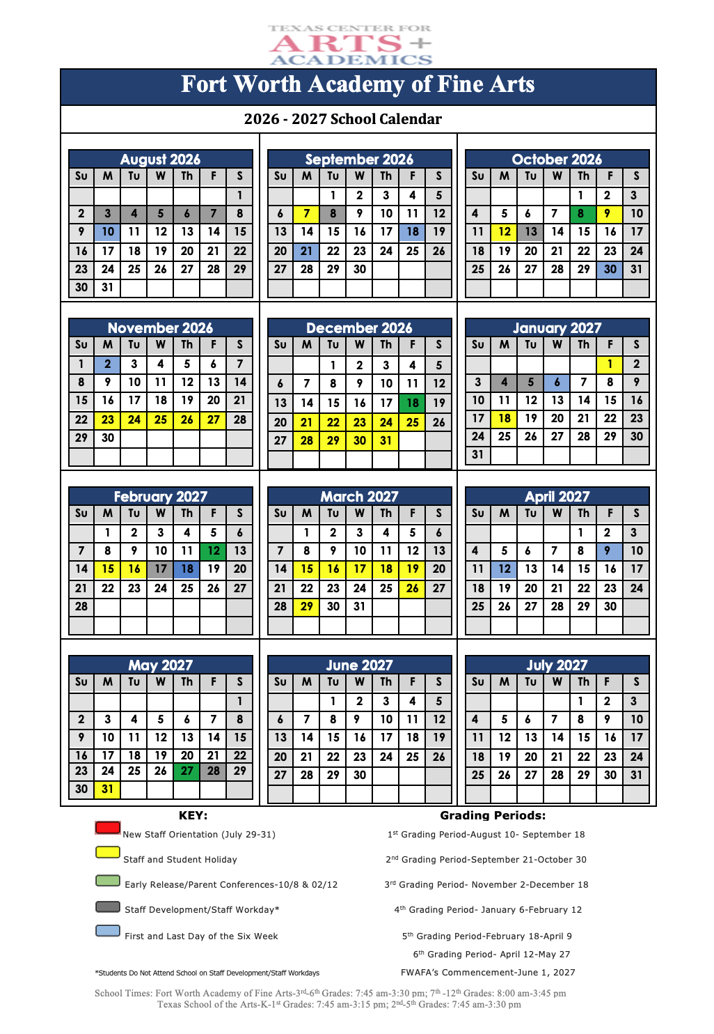 2026 2027 School Calendar